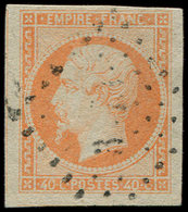 16j  40c. Orange Pâle, Grandes Marges, Filet De Voisin à Gauche, Obl. PC Léger, Superbe - 1853-1860 Napoléon III