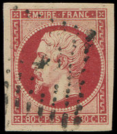 17A  80c. Carmin, Belles Marges, Obl. Los. K, TTB - 1853-1860 Napoléon III.