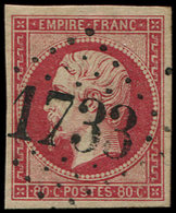 17B  80c. Rose, Obl. GC 1733, TTB - 1853-1860 Napoléon III