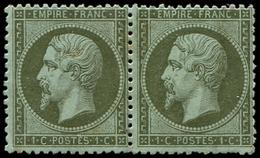 * 19    1c. Olive, PAIRE, 4 Infimes Points Roux Sur La Gomme, Aspect TB - 1862 Napoléon III