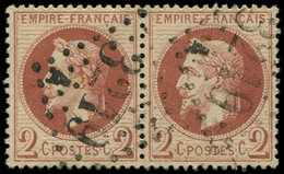 26B   2c. Rouge-brun Clair T II, PAIRE Obl. 32019A, TTB - 1863-1870 Napoléon III Lauré