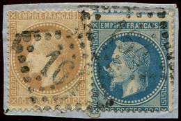29Bb 20c. Bleu, T II, "A LA CORNE" Avec N°28 Obl. GC 164 Sur Fragt, TB - 1863-1870 Napoléon III Lauré