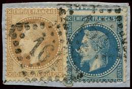 29Bb 20c. Bleu, T II, "A LA CORNE" Avec N°28 Obl. GC 164 Sur Fragt, TB - 1863-1870 Napoléon III. Laure