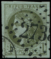 39B   1c. Olive, R II, Grandes Marges, Obl. GC 2738, Superbe - 1870 Emission De Bordeaux