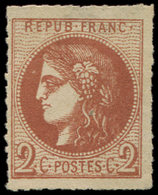 (*) 40B   2c. Brun-rouge, R II, PERCE En LIGNES, TB - 1870 Ausgabe Bordeaux