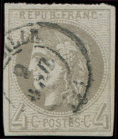 41B   4c. Gris, R II, Obl. Càd MARSEILLE, TB - 1870 Emission De Bordeaux