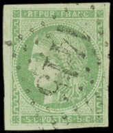 42B   5c. Vert Jaune, R II, Oblitéré GC 1415, TB - 1870 Emission De Bordeaux