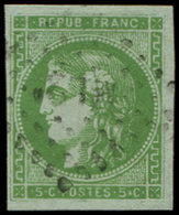 42B   5c. Vert-jaune, R II, Oblitéré Ambulant, TB - 1870 Ausgabe Bordeaux