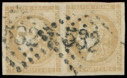 43A  10c. Bistre, R I, PAIRE Obl. GC 532, TB - 1870 Ausgabe Bordeaux