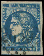 46Ab 20c. Bleu Foncé, T III, R I, Obl. GC, TB - 1870 Emission De Bordeaux