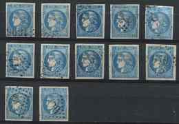 46B  20c. Bleu, T III, R II, 12 Ex. Obl., Dont TTB - 1870 Emission De Bordeaux