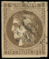 47   30c. Brun, Petit Manque D'impression, Oblitéré GC, TB - 1870 Ausgabe Bordeaux