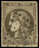 47   30c. Brun, Oblitéré GC, TB - 1870 Emission De Bordeaux