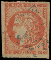 48d  40c. ROUGE SANG Clair, Obl. BLEUE, TB - 1870 Emission De Bordeaux