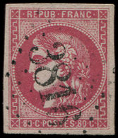 49   80c. Rose, Obl. GC 3816, Frappe Superbe, TTB. C - 1870 Ausgabe Bordeaux