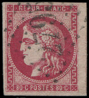 49c  80c. Rose Carminé, Obl. GC 2795, Filet De Voisin à Droite, TTB. J - 1870 Ausgabe Bordeaux