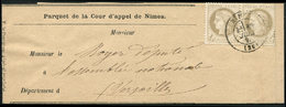 Let 52a   4c. Gris-jaunâtre, PAIRE Obl. Càd T17 NIMES S. Bande Pour Imprimé Pesant Entre 30 Et 35g., TB - 1849-1876: Klassik