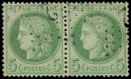 53b   5c. Vert-jaune Sur Jaunâtre, PAIRE Obl. Etoile 2, Centrage Parfait, TTB/Superbe - 1849-1876: Klassik