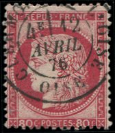 57b  80c. Carmin Vif, Obl. Càd T18, Frappes Superbes, TB - 1849-1876: Klassik