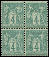 ** 63    4c. Vert, BLOC De 4 Très Bien Centré, TB - 1876-1878 Sage (Type I)