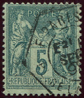 75    5c. Vert, Obl. Càd Hexag. De LEX F PARIS E.2, Frappe TTB - 1876-1878 Sage (Type I)