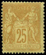 * 92   25c. Bistre Sur Jaune, Décentré, Petit Pli D'angle, B/TB. C - 1876-1878 Sage (Type I)
