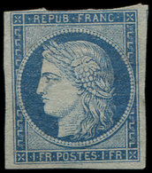 Essais 6 : 1f., Essai En Bleu, Papier Pelure, B/TB, Cote Maury - Autres & Non Classés