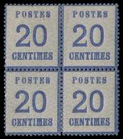 * 6   20c. Bleu, BLOC De 4, Frais Et TB - Lettres & Documents