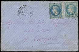 Let N°29B 20c. Bleu T II (2 Nuances) Obl. GC 2881 S. Env., Càd T16 PLENEUF 30/7/70, Arr. LUCCA (Italie), TB - 1849-1876: Période Classique