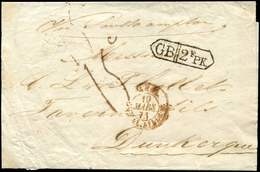 Let Marque D'Echange GB/2FPK S. Bande D'Imprimé Avec Mention "Voie Southampton", Taxe Rouge 15, 1871, TB - Poste Maritime