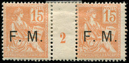 * 1    15c. Orange, PAIRE Mill.2, TB - Timbres De Franchise Militaire