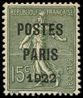 (*) 31  15c. Vert Olive, POSTES PARIS 1922, TB - 1893-1947