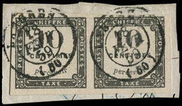 1   10c. Noir Litho, PAIRE Obl. T15 LANGRES 2/59 S. Fragt, TB - 1859-1959 Oblitérés