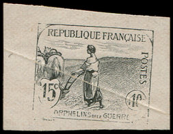 150   Orphelins De La Guerre, 15c. + 10c. Noir, Type NON Adopté, Pli, B/TB - Neufs