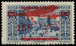 * GRAND LIBAN PA 36A : 15p. S. 25p. Bleu, Surch. T II, Tirage 100 Ex., TB. J - Autres & Non Classés