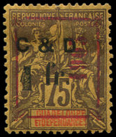 * GUADELOUPE 53 : 1f. Sur 75c. Violet-noir Sur Jaune, Surcharge 1903 ROUGE, Composition A + III (Yvert 1931), Case 28, T - Autres & Non Classés