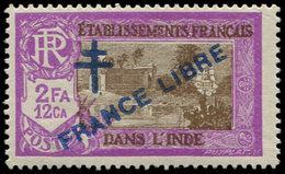 ** INDE 165a : 2fa.12ca. Lilas Et Brun, Surcharge BLEUE, TB - Autres & Non Classés