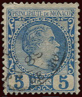 MONACO 3 : 5c. Bleu, Charles III, Obl., TB - Oblitérés