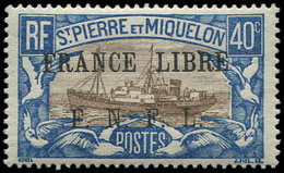 * SAINT PIERRE ET MIQUELON 237 : 40c. Bleu Et Brun, FRANCE LIBRE, TB - Neufs