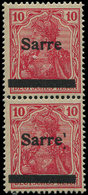 * SARRE 6 : 10pf. Rouge, PAIRE Verticale, Virgule Et Apostrophe Après Sarre Tenant à Normal, TB - Neufs