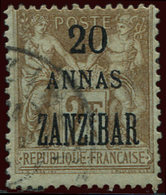 ZANZIBAR 30 : 20a. Sur 2f. Bistre Sur Azuré, Obl., TB - Oblitérés