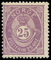 * NORVEGE 44a : 25s. Lilas, Cor Non Ombré, TB - Neufs