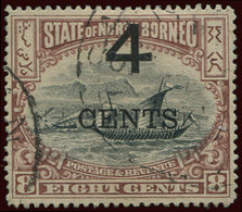 BORNEO DU NORD 88 : 4c. Sur 8c. Brun-rouge Et Noir, Obl., TB - Bornéo Du Nord (...-1963)