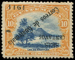 GUATEMALA 148 : 6c. Sur 10c. Orange Et Bleu, Surcharge RENVERSEE, TB - Guatemala