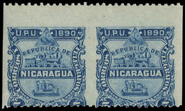 * NICARAGUA 22 : 5c. Bleu, PAIRE NON DENTELEE Verticalement, TB - Nicaragua