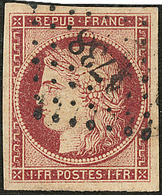 No 6c, Carmin Clair, Obl Pc 1738, Jolie Pièce. - TB. - R - 1849-1850 Ceres