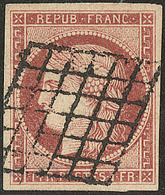 Rouge-brun. No 7d (Yv. 6A), Obl Grille, Jolie Pièce. - TB. - RR - 1849-1850 Cérès