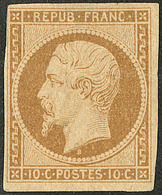 * No 9b, Bistre-brun, Froissure Et Tangent Au Filet (intact) à Gauche En Haut Mais Très Frais Et TB. - RR - 1852 Louis-Napoleon