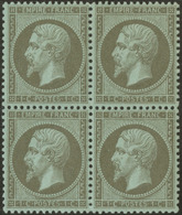 ** No 19, Vert Olive, Bloc De Quatre (deux Ex *, Quasiment **), Très Frais. - TB - 1862 Napoleon III