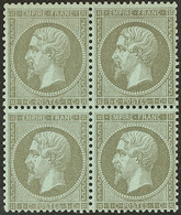 ** No 19b, Vert Bronze, Bloc De Quatre (un Ex *). - TB - 1862 Napoléon III.